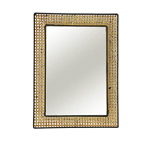 INDA-Exclusiv Spiegel Wandspiegel Hängespiegel Dekospiegel Rundspiegel Rattan Design Schwarz/Gold 50x40cm von INDA-Exclusiv