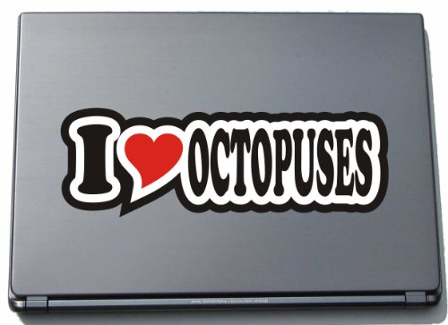 INDIGOS UG Laptopaufkleber - Laptopskin - JDM - Die Cut - Aufkleber - Herz - 297 mm I Love Octopuses von INDIGOS UG