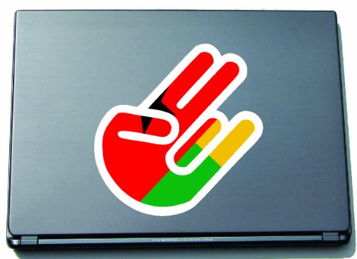 INDIGOS UG The Shocker Hand - Laptopaufkleber/Laptopskin/Aufkleber Decal Sticker - 210x144 mm - weißer Umriss mit Fahne/Flagge - Guinea-Bissau-Guinea-Bissau von INDIGOS UG