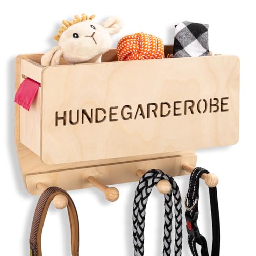 INEXTERIOR Hundegarderobe CLASSIC aus Holz - personalisierbar - in Deutschland handgefertigt - Garderobe für Hundeleinen mit Abl... von INEXTERIOR