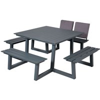 Inko Cebu Sitzgruppe Tisch mit 4 Bänken Aluminium graphit Picknickbank 218x230x87 cm von INKO