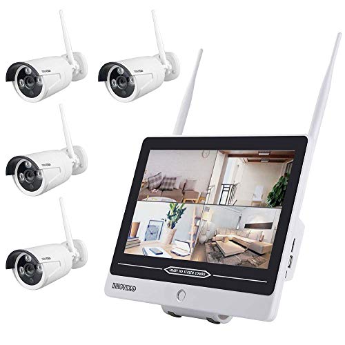 Inkovideo INKO-AL3003-4 - WLAN Überwachungsset mit integriertem 30,48 cm (12“ Zoll) Monitor und 4X 3 MP Überwachungskameras von INKOVIDEO