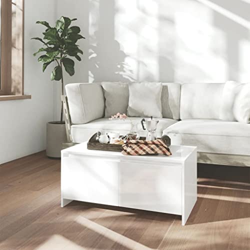 INLIFE Couchtisch Hochglanz-Weiß 90x50x41,5 cm Holzwerkstoff,Weiß,24.3KG von INLIFE