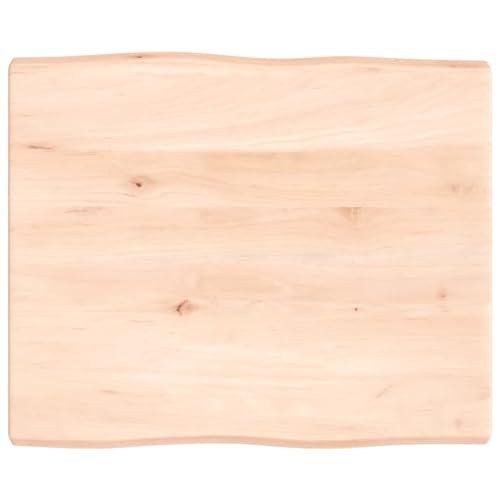 INLIFE Tischplatte 60x50x4 cm Massivholz Eiche Unbehandelt Baumkante,6,8 KG,363867 von INLIFE