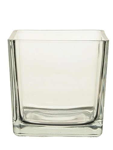 INNA-Glas Glas Übertopf Kim AIR, klar, 14x14x14 cm - Teelichtglas Cube von INNA-Glas