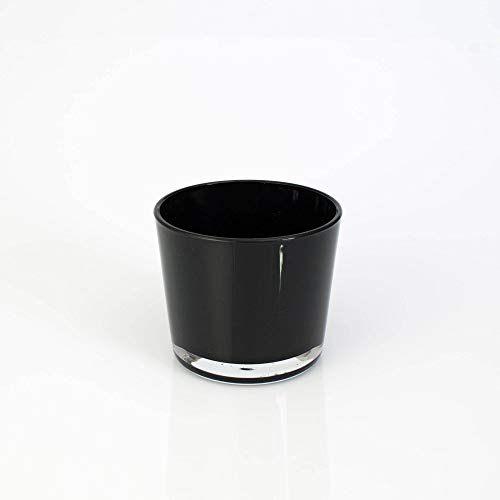 INNA-Glas Kleines Windlicht - Glasvase Alena, schwarz, 8,5cm, Ø 10cm - Tischlicht - Konische Vase von INNA-Glas