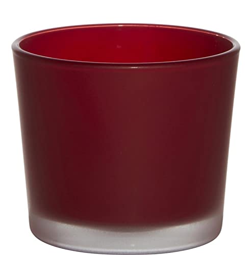 INNA-Glas Maxi Teelichtglas Alena Frost, rot matt, 9cm, Ø10cm - Kerzenglas von INNA-Glas