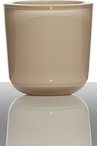 INNA-Glas Teelichtglas Nick, Zylinder - Rund, beige, 7,5cm, Ø 7,5cm - Kerzenhalter - Teelichthalter von INNA-Glas