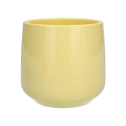 INNA-Glas Übertopf ZIOKA aus Keramik, matt-gelb, 13,5 cm, Ø 14,5 cm - Deko Keramiktopf klein von INNA-Glas