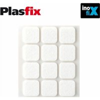 Packung mit 12 weißen synthetischen Klebefilzen 22x22mm Plasfix Inofix von INOFIX