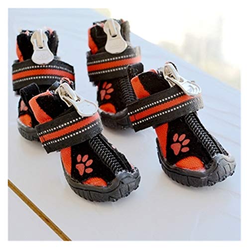 Hundeschuhe,Dog Boots wasserdichte kleine große Hunde-Golden-Retriever-Stiefel, Winter-warme große Haustier-Schuhe, rutschfest, verschleißfest (Color : Red 4pcs Set, Size : 7) von INOKAI