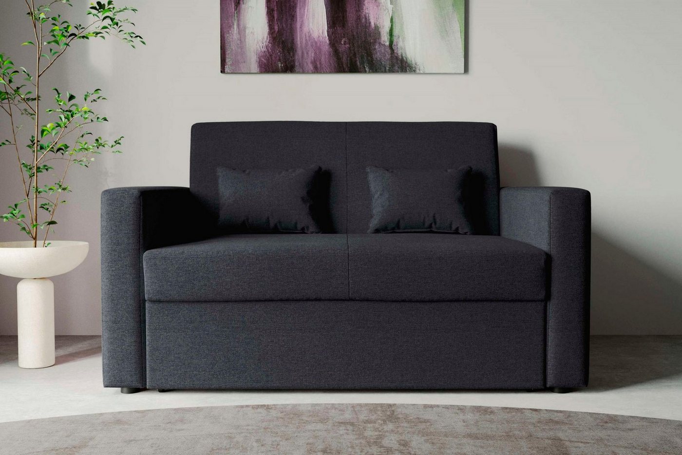 INOSIGN Schlafsofa Ravena Breite 146 cm, mit Bettfunktion, kompaktes 2-Sitzer Sofa, Breitcord, Webstoff von INOSIGN