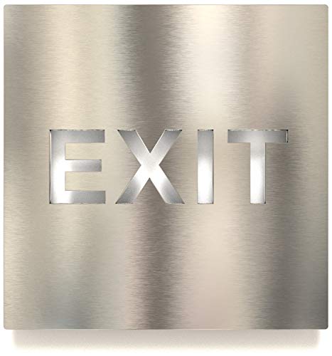 Edelstahl Hinweis-Schild Exit - selbstklebend & pflegeleicht - Design Piktogramm - Türschild H-81-E von INOXSIGN