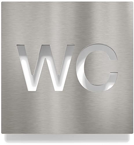 Edelstahl WC-Schild - selbstklebend & pflegeleicht - Design Toiletten-Schild W-01-E von INOXSIGN
