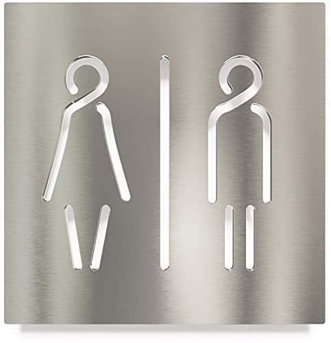 Edelstahl WC-Schild - selbstklebend & pflegeleicht - Design Toiletten-Schild C-02-E von INOXSIGN