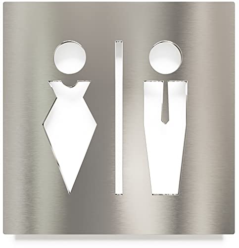 Edelstahl WC-Schild - selbstklebend & pflegeleicht - Design Toiletten-Schild C-01-E von INOXSIGN