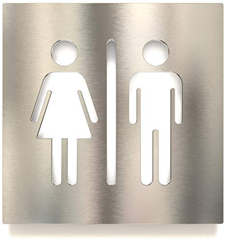 Edelstahl WC-Schild - selbstklebend & pflegeleicht - Design Toiletten-Schild C-06-E von INOXSIGN