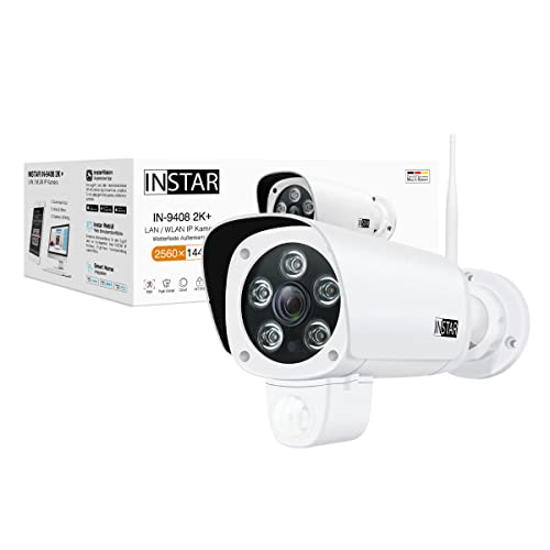 INSTAR IN-9408 2K+ weiß - LAN/WLAN Überwachungskamera mit künstlicher Intelligenz - wetterfeste Außenkamera - 2,4Ghz und 5Ghz WLAN - WPA3 - HomeKit - PIR - Bewegungserkennung - Weitwinkel - RTSP von INSTAR
