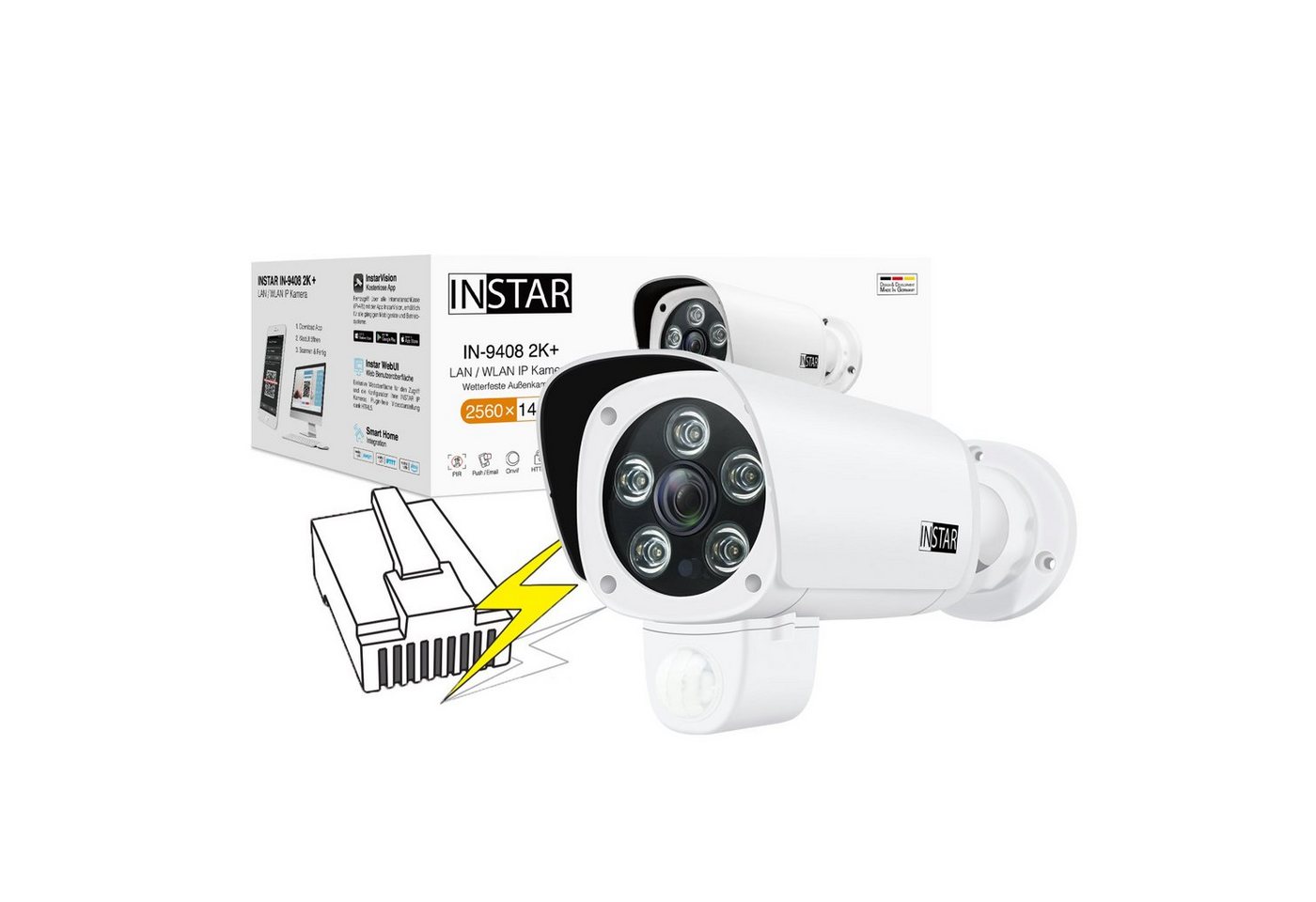 INSTAR IP Kamera IN-9408 2K+ (LAN / PoE Version) mit AI Überwachungskamera von INSTAR