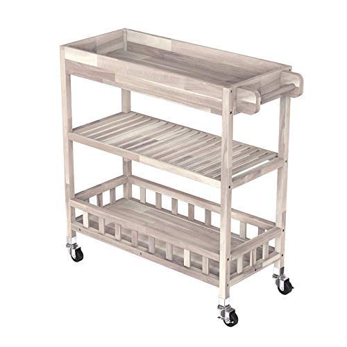 INTERBUILD REAL WOOD Kitchencart 799 (Bio-Weiß, 80 * 35 * 85 cm-Tablett) von INTERBUILD REAL WOOD