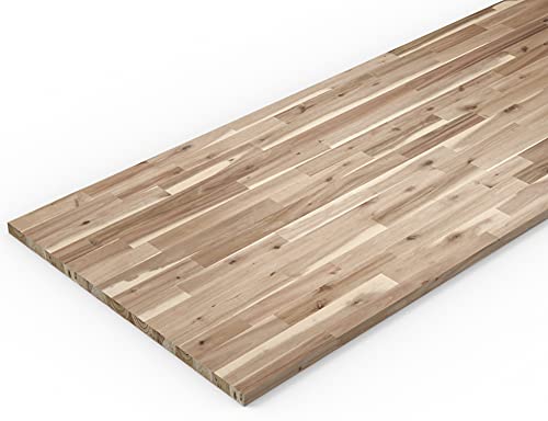 INTERBUILD Tischplatte Massivholz, Arbeitsplatte Küche aus FSC Akazienholz, Bio-Weiß, 2000 x 800 x 26 mm von INTERBUILD REAL WOOD