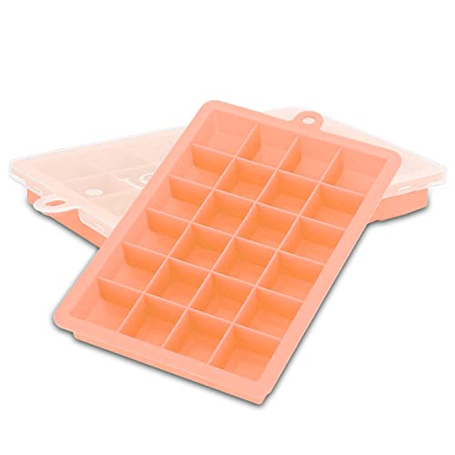 Intirilife 2x Eiswürfelformen in PINK - 2er Set à 24 Fächer Eiswürfel Silikonformen mit Deckel - 18 x 13 x 2.5 - Flexibler Eiswürfelbehälter für Eis Babynahrung und mehr - Deckel nicht abschließend von INTIRILIFE
