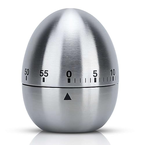 Intirilife Eieruhr in Silber – Rostfreier Edelstahl Küchentimer in elegantem Eierform Design – Kurzzeitwecker für die Küche bis 55 Minuten von INTIRILIFE