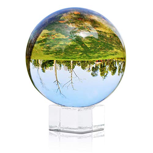 INTIRILIFE Glaskugel mit Ständer in KRISTALL KLAR 50 mm – Kristallkugel mit Glasständer perfekt geeignet für Fotografie, Meditation, Dekoration UVM. – Kristallball Glasball Fotokugel von INTIRILIFE