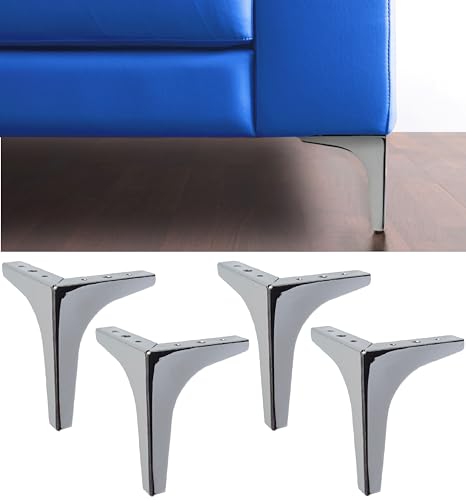 IPEA 4X Möbelfüße Sofa Füße Modell META - Höhe 130 mm – Füße im Eleganten Design für Sessel und Schränke - 4 Metall Beine aus Eisen – Mobelfusse Farbe Chrom – Kolor Verchromt von IPEA