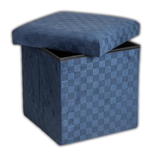 IPEA Quadratischer Sitzsack aus Stoff, 30 x 30 cm, robust und elegant, zusammenklappbar, mit Karomuster, für Zuhause, Wohnzimmer, Schlafzimmer, Hocker, platzsparend, Blau von IPEA