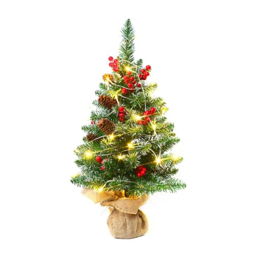 ISAKEN Mini Weihnachtsbaum, 45cm Kleiner Tischplatte Weihnachtsbaum Künstlicher Tannenbaum mit LED Beleuchtung Weihnachtsdeko Klein Weihnachtsbaum für Haus Büro Weihnachten Party von ISAKEN