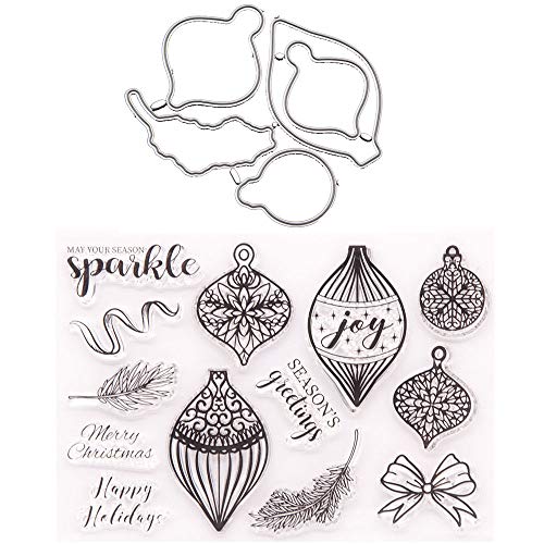 ISAKEN Stanzschablonen Und Stempel Set Weihnachten DIY Stanzschablonen Silikonstempel Stanzmaschine Metall Stanzformen Für DIY Scrapbooking, Kunsthandwerk, Stanzen Kartenherstellungszubehör von ISAKEN