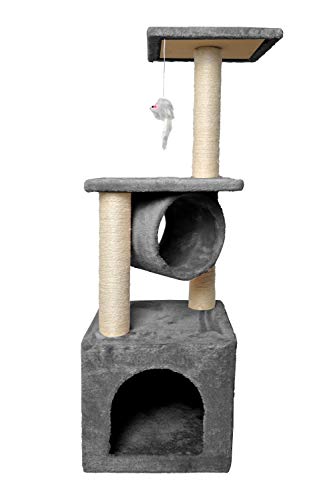 Katzenkratzbaum 90cm Kletterbaum Stabil für Katzen Klettergerüst 7959, Farbe:Grau von ISO TRADE