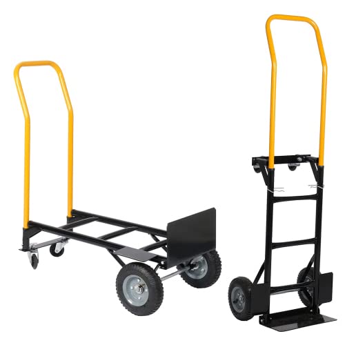 Hand Truck Dual Purpose 2 Wheel Dolly Cart and 4 Wheel Push Cart with Swivel Wheels 330 Lbs Capacity Heavy Duty Platform Cart for Moving/Warehouse/Garden/Grocery von ITENGHUA