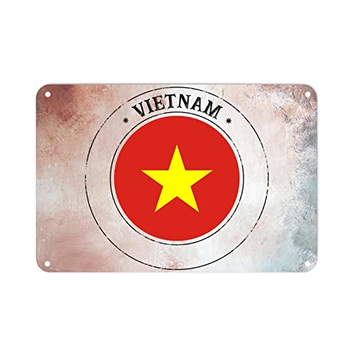20 x 30 cm, Vietnam-Flagge, Metallschild, beliebtes Landstadt-Souvenir, Wandkunst, Poster, Vintage, patriotische Heimdekoration, lustige Garage, Hofschilder, für drinnen und draußen von IUBBKI