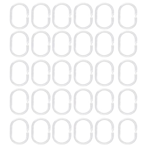 24 Stück Kunststoff Duschvorhang Haken Ringe für Duschfenster Stange Badezimmer Zubehör Paper Clips (Clear, One Size) von IUNSER