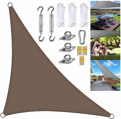 Sonnensegel-Dreieck-Garten-Sonnensegel-Überdachung, 98% UV-Block, Outdoor-Überdachung, braun, for Deck, Whirlpool, Carport, Terrasse (Size : 4x4x5.7M) von IUUUDDD