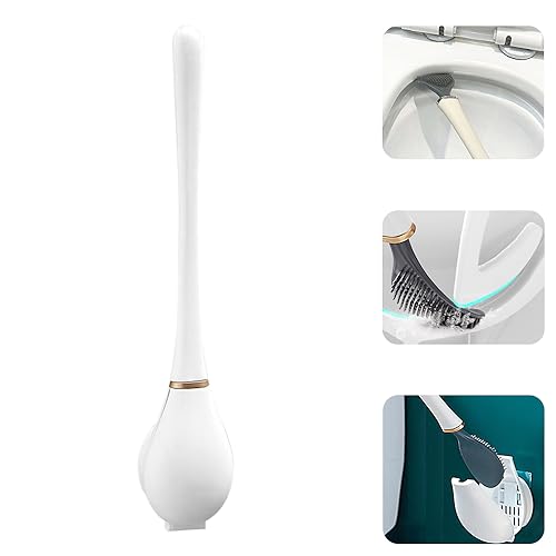 IXYHKB Flexible Toilettenbürste aus Silikon, klobürste Silikon, WC Bürste Silikon, Toilettenbürste Silikon, Silicone Toilet Brush für Badezimmer mit Schnell Trocknendem Halter, Wandmontage Ohne Bohren von IXYHKB