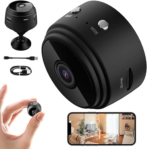 Mini Kamera,WLAN 4K-HD Überwachungskamera Live Übertragung Handy APP, Kompakte Kleine Sicherheitskamera, Mini Haustierkamera, WiFi Babyphone sicherheitskamera für Innen mit Bewegungsmelder Nachtsicht von IXYHKB