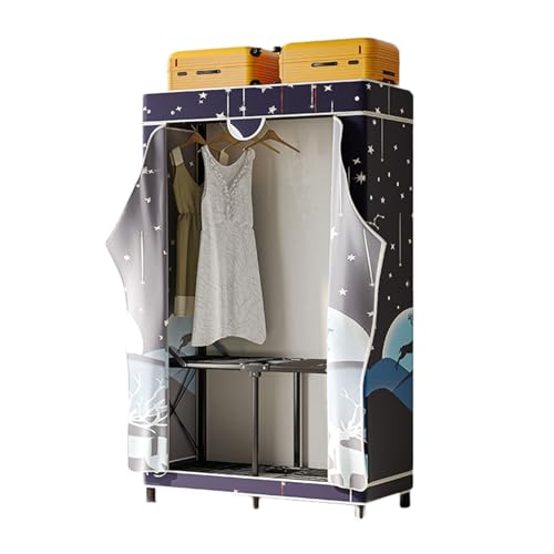 IZFRQMGL Leinwand-Kleiderschrank, tragbarer Stoff-Kleiderschrank, Faltbarer Kleiderschrank, mehrschichtiges Design mit Trennwänden, geeignet für Schlafzimmer und Schlafsäle von IZFRQMGL