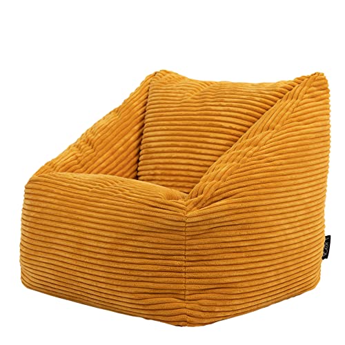 Icon Sitzsack Flauschig für Kinder „Morgan“, Gelb, Cord Kindersitzsack, Groß, Sitzsack Sessel Kinder mit Füllung von Icon