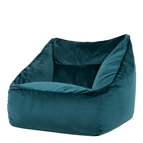 Icon Riesen Sitzsack Sessel „Natalia“, Blaugrün, Plüsch XXL Sitzsack Erwachsene mit Füllung für das Wohnzimmer, Riesensitzsack Sofa XXL von Icon