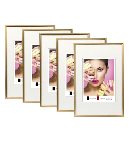 IDEAL TREND 2er 3er 5er Pack Photo Style Set Bilderrahmen Wanddeko Collage Poster Kunststoff Rahmen: Farbe: 5er Pack Gold | Format: 30x40 von IDEAL TREND