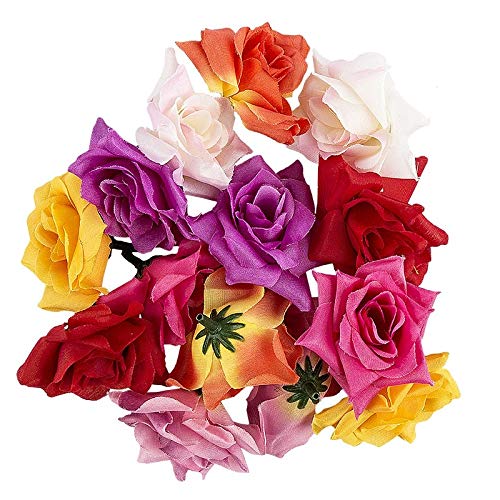 Ideen mit Herz Deko-Blüten, Kunstblumen, Blüten-Köpfe, Verschiedene Sorten, ca. Ø 4-5 cm (Rose - bunt - 14 Stück) von Ideen mit Herz