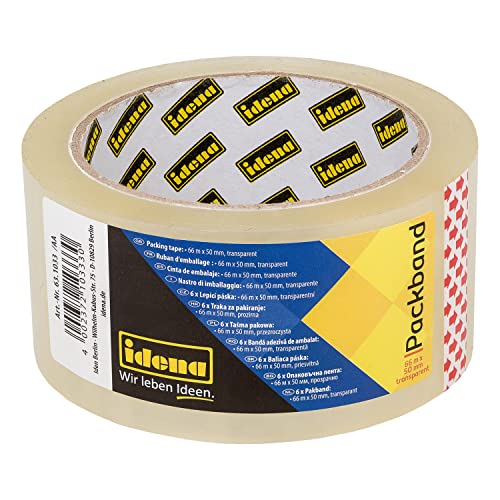 Idena 631033 - Klebeband transparent, 50 mm x 66 m, 1 Rolle geräuscharmes Paketband, ideal für Umzug und Versand von Idena