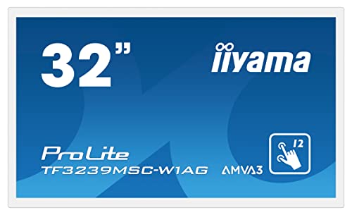 iiyama Prolite TF3239MSC-W1AG 80cm 31,5" AMVA3 LED-Monitor Full-HD Open Frame 12 Punkt Multitouch kapazitiv VGA HDMI DP RJ45 IP54 AntiGlare Touch-durch-Glass 24/7 Weiss von iiyama