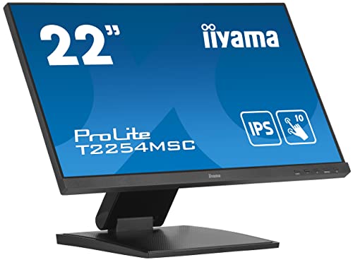 iiyama Prolite T2254MSC-B1AG 54,6cm 21,5" IPS LED-Monitor Full-HD 10 Punkt Multitouch kapazitiv HDMI DP USB 3.0 AntiGlare-Beschichtung Höhenverstellung schwarz von iiyama