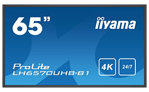 iiyama Prolite LH6570UHB-B1 164cm 64.5" Digital Signage Display VA LED Panel 4K UHD HDMI USB2.0 RS-232c RJ45 Mediaplayer Android-OS 24/7 700 cd/m² schwarz von iiyama