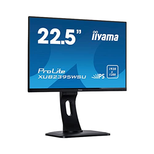 Iiyama Prolite XUB2395WSU-B1 57,15cm (22,5") IPS LED-Monitor 16:10 (VGA, HDMI, DisplayPort, USB2.0) Ultra-Slim-Line, Höhenverstellung, Pivot, schwarz, schwarz WUXGA 1920x1200, 23 Zoll von iiyama