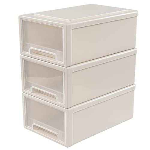 Ikando Kunststoff-Organizer, 3 Schubladen, Kommode, 7 L, Stapelbarer Tisch-Organizer von Ikando